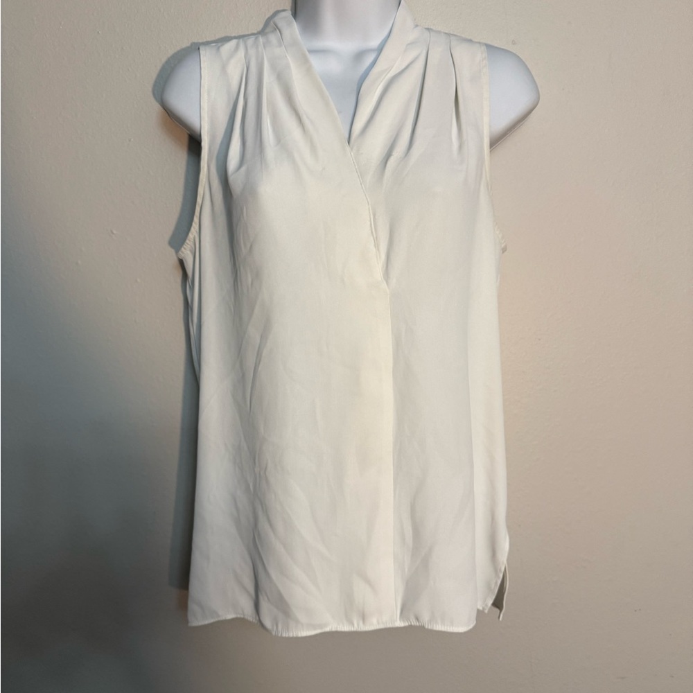 White House Black Market Cream Sleeveless Blouse